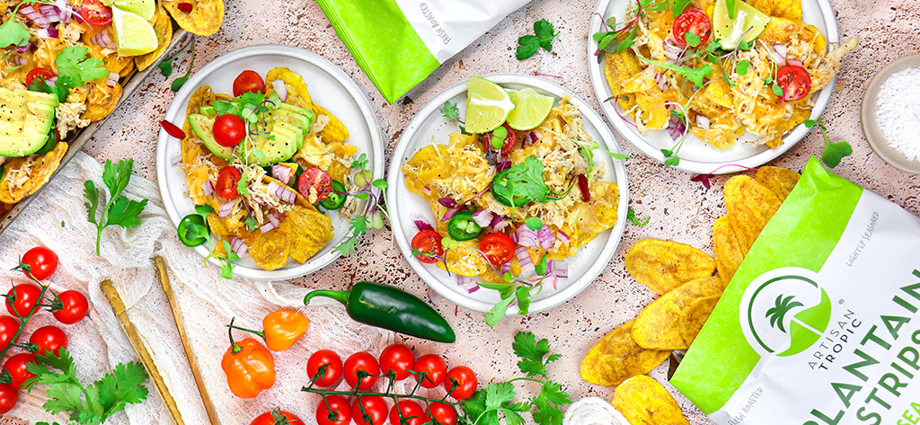 Peach Marinated Plantain Nachos