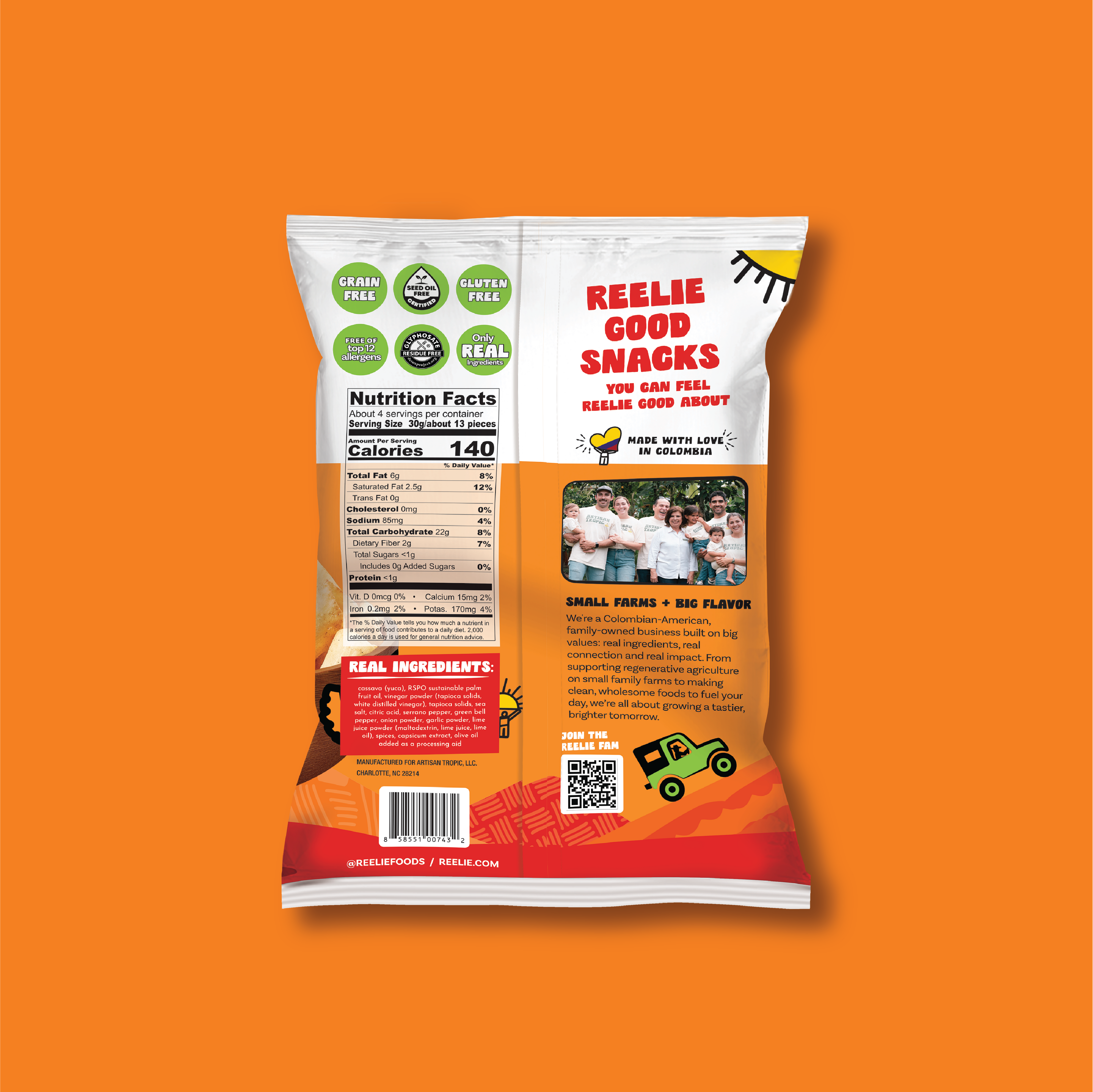 Reelie Serrano Lime Cassava Chips Back