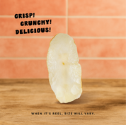 Reelie Serrano Lime Cassava Chips. Crisp, crunchy, delicious!